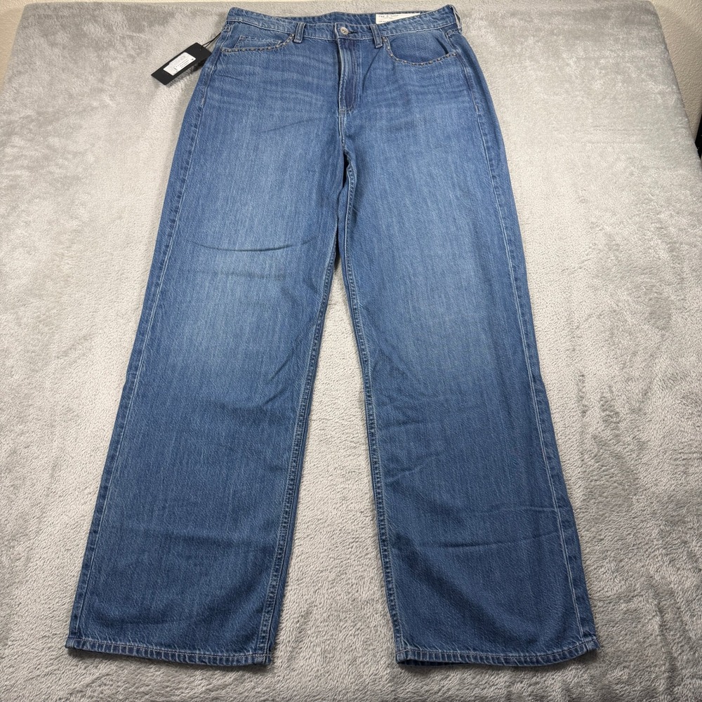 Rag & Bone Lori Mid-Rise Wide Leg Jeans Women 30 Blue Acworth Stud NWT